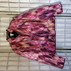 Chicos open jacket quilted pink water colors size 2